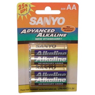 Piles 1.5 Volts alcalines pack de 4 SANYO AA