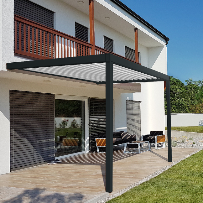 Pergola Aluminium Bioclimatique Adossée 2 pieds - SAMOA 4x3