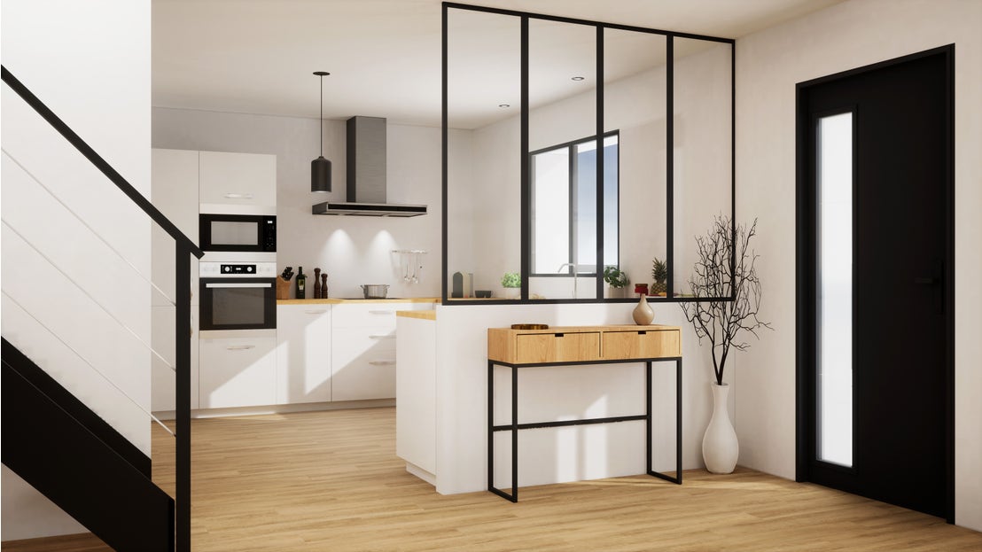 Interieur design avec finintion des produits en alu noir et bois